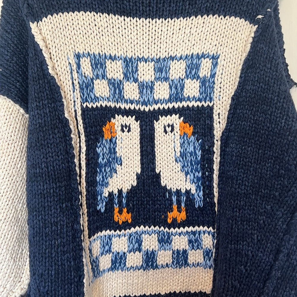 Anthropologie Pilcro Chunky Crew-Neck Sweater medium Blue Motif - Picture 5 of 8